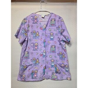 Simply Basic Large L Unisex Robot Purple Scrubs Virtual Nurse Robots Attendance